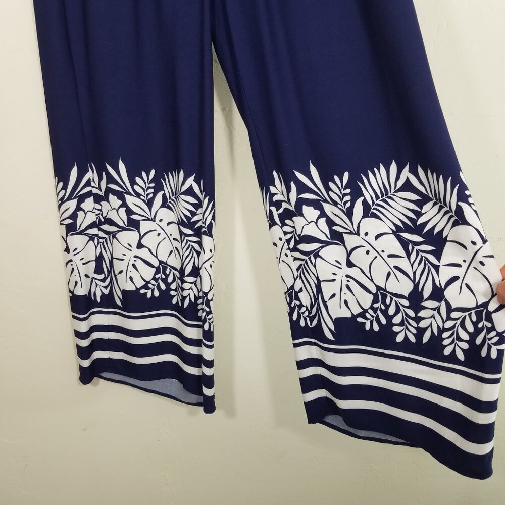 NWT La Blanca Womens Palazzo Pants Blue Pull-On Wide Leg Size M - Picture 3 of 8